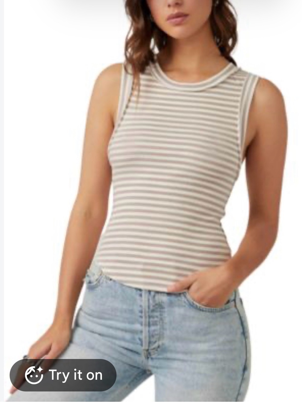We The Free Striped Tank Top in Cream and White